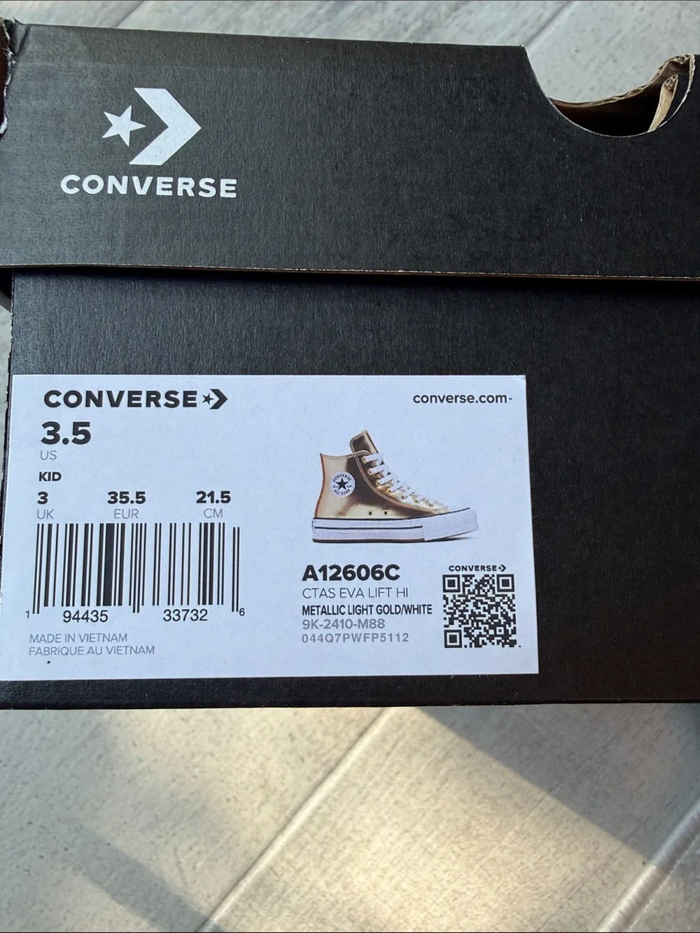 Converse Kids Metallic Gold High-Top Sneakers with White Accents